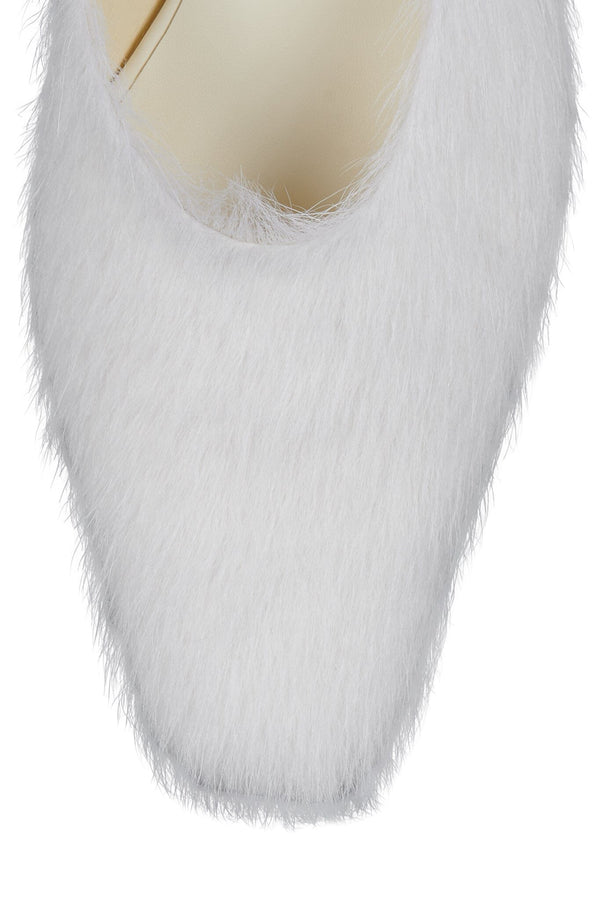 Jeffrey Campbell MOLLY-2F Heeled Mule Ivory Longhair