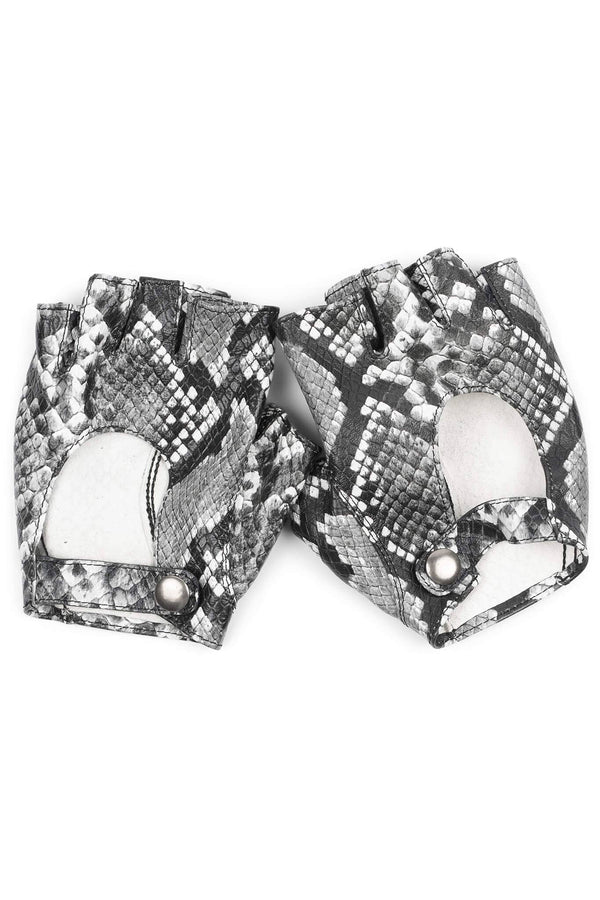 Jeffrey Campbell MOTO-MAMI GLOVES Gloves White Grey Python