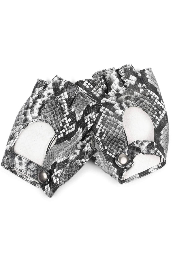 Jeffrey Campbell MOTO-MAMI GLOVES Gloves White Grey Python