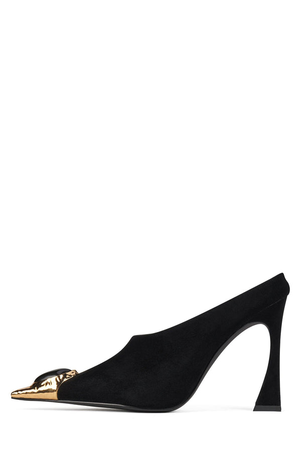 jeffrey campbell NAIAD Heeled Mule Black Suede Gold Black
