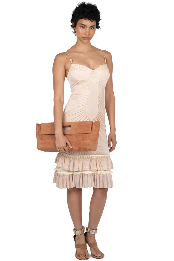 Jeffrey Campbell NATICA-SH Heeled Sandal Tan Suede Combo