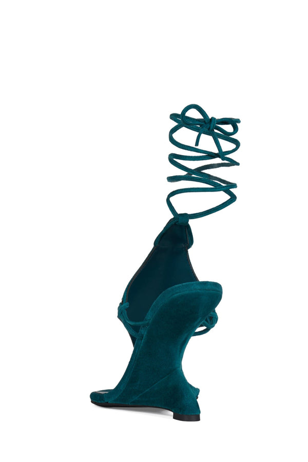 Jeffrey Campbell PACHOULI Wedge Sandal Dusty Turquoise Suede