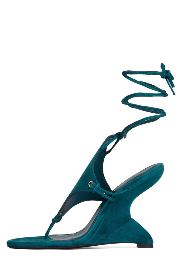 jeffrey campbell PACHOULI Wedge Sandal Dusty Turquoise Suede