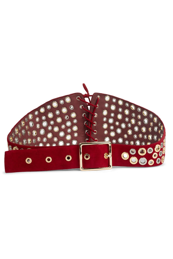 Jeffrey Campbell PARAMETER BELT Belt Red Suede Silver Gold