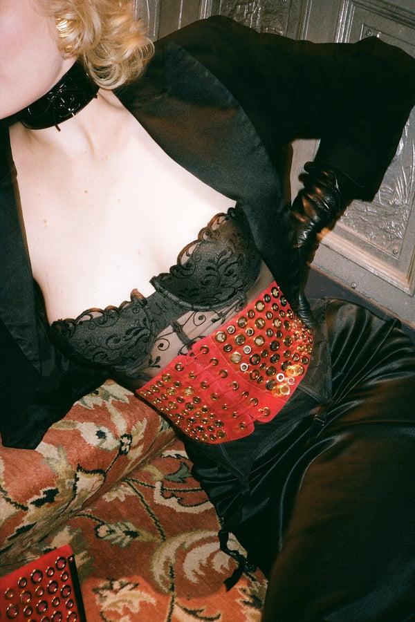 Jeffrey Campbell PARAMETER BELT Belt Red Suede Silver Gold