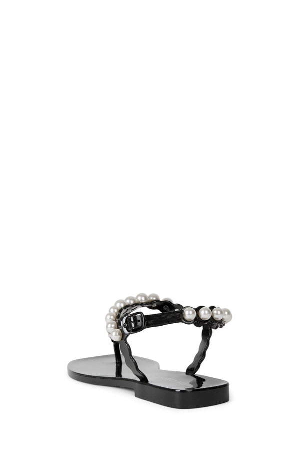 Jeffrey Campbell PEARLESQUE Flat Sandal Black Shiny