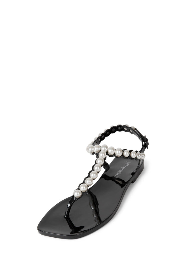 jeffrey campbell PEARLESQUE Flat Sandal Black Shiny