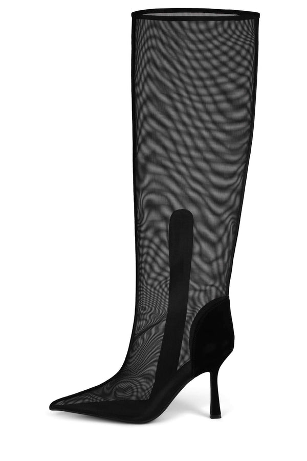 jeffrey campbell PEEPSHOW Knee-High Boot Black Mesh Suede Combo