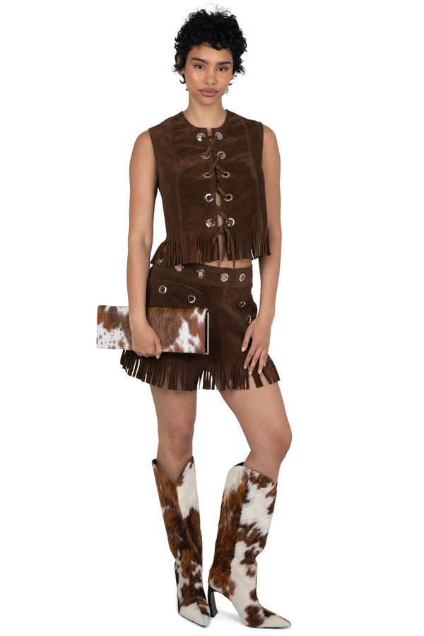 Jeffrey Campbell PINPOINT-F Knee-High Boot Tan White Cow