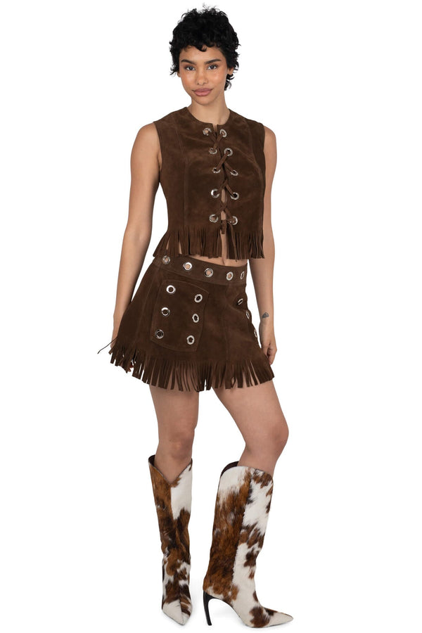 Jeffrey Campbell PINPOINT-F Knee-High Boot Tan White Cow