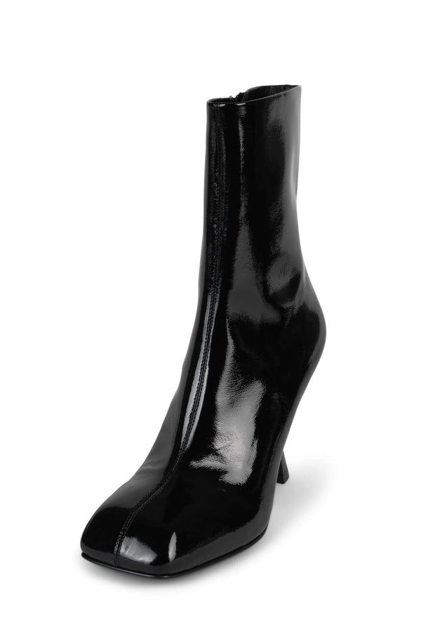 Jeffrey Campbell PLEASED-M Heeled Boot Black Patent Stretch