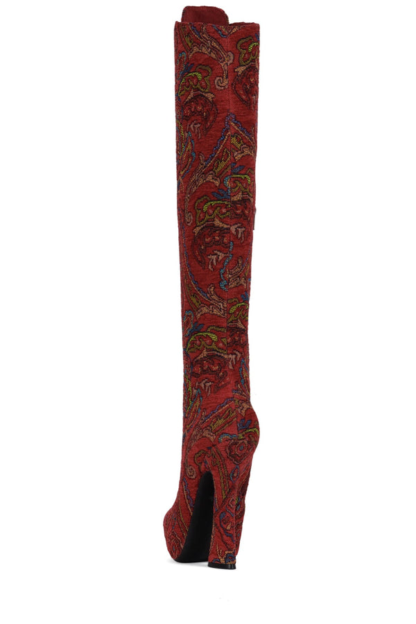 Jeffrey Campbell POP-OFF-EM Knee-High Boot Red Tapestry