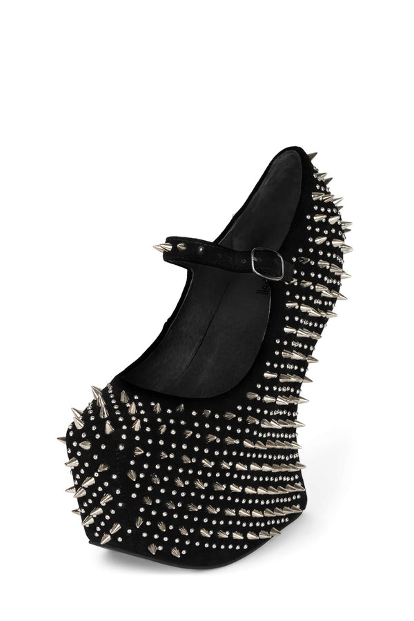 Jeffrey Campbell PRICKLY Platform Pump Black Suede Silver