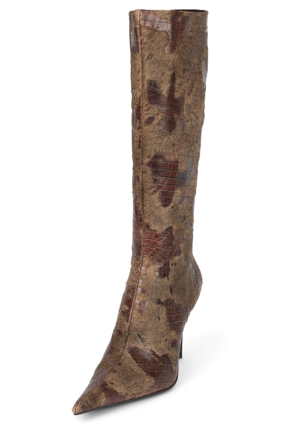 Jeffrey Campbell PROPOSAL-F Knee-High Boot Brown Croco