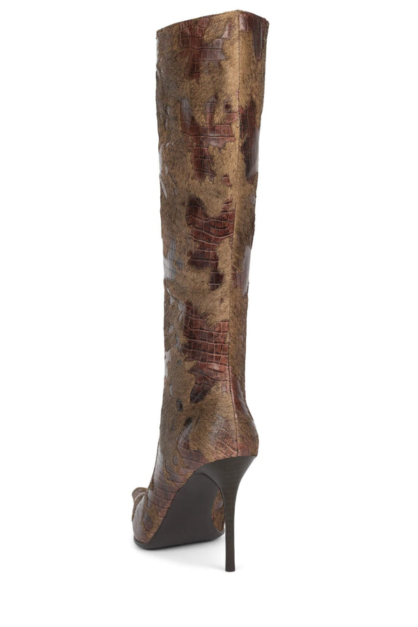 Jeffrey Campbell PROPOSAL-F Knee-High Boot Brown Croco