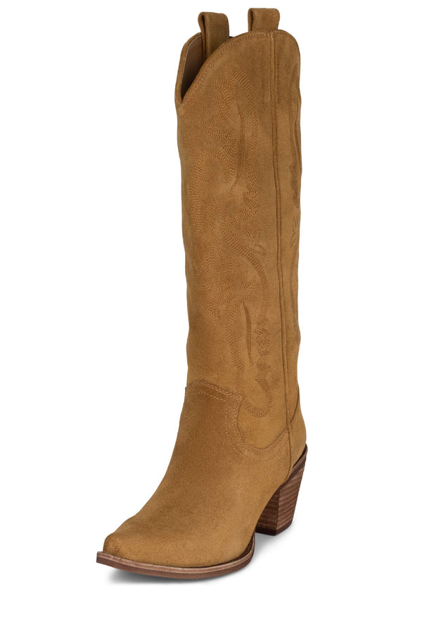Jeffrey Campbell RANCHER-K Knee-High Boot Tan Suede Brown Stack