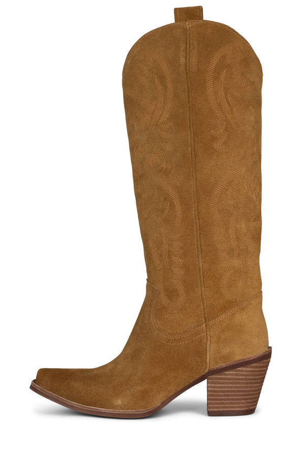 jeffrey campbell RANCHER-K Knee-High Boot Tan Suede Brown Stack