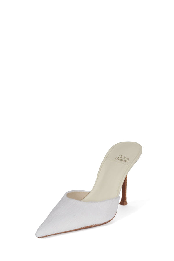 Jeffrey Campbell ROBYN-F2 Heeled Mule Ivory Longhair