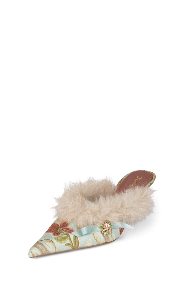 Jeffrey Campbell ROCAILLIE Heeled Mule Baby Blue Grey Combo