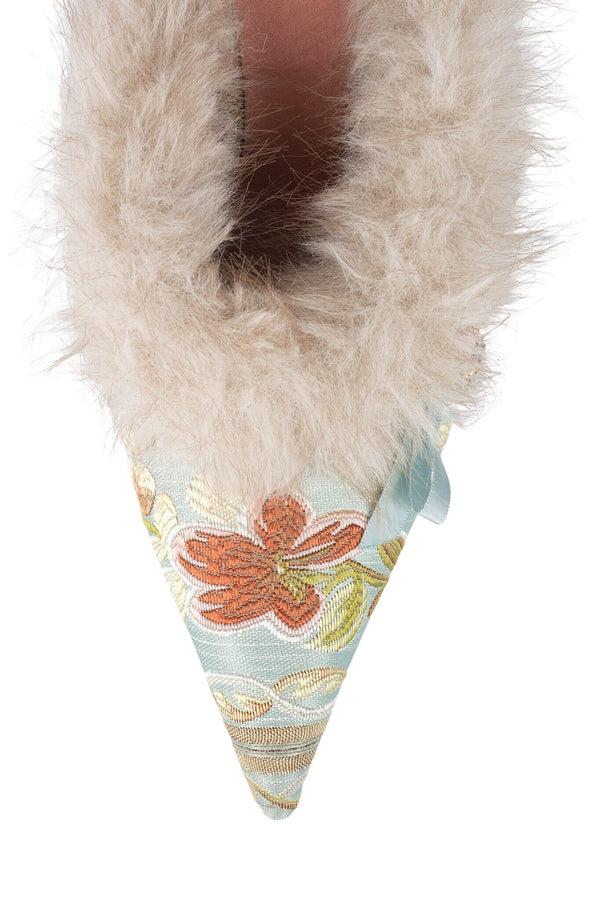 Jeffrey Campbell ROCAILLIE Heeled Mule Baby Blue Grey Combo