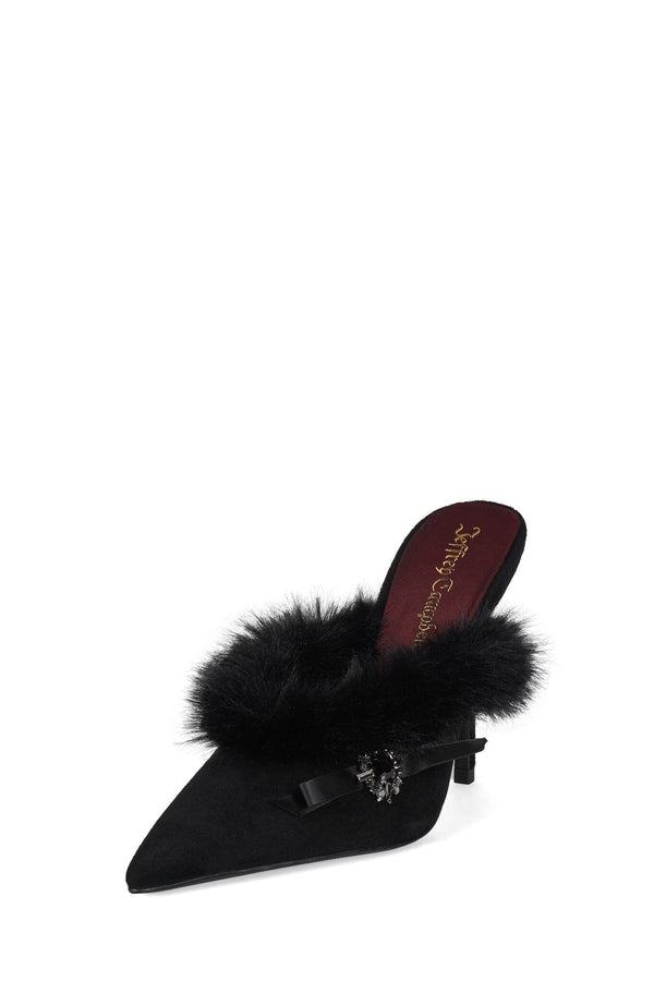 Jeffrey Campbell ROCOCO-HI Heeled Mule Black Suede Combo