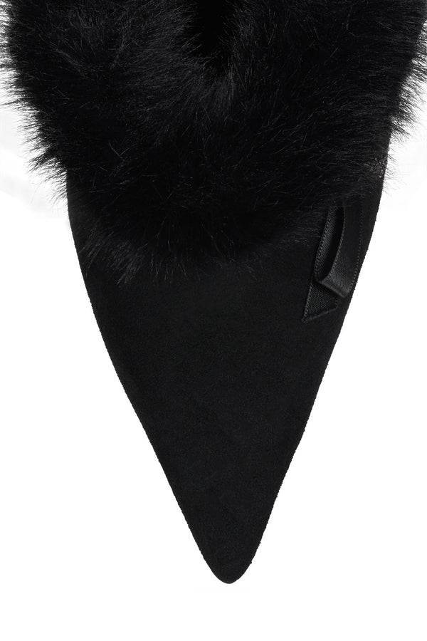 Jeffrey Campbell ROCOCO-HI Heeled Mule Black Suede Combo