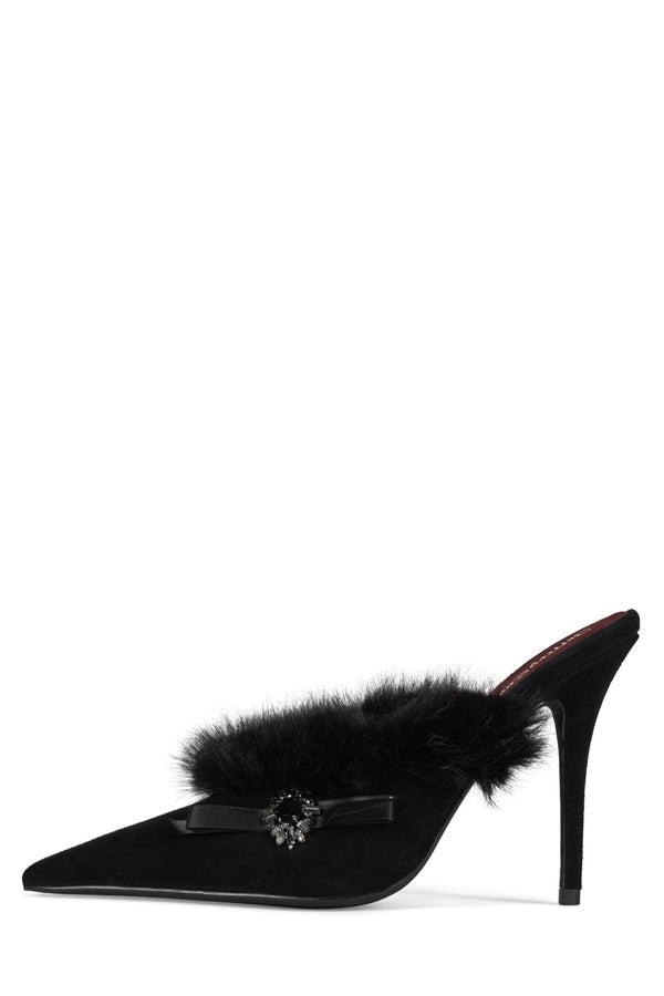 jeffrey campbell ROCOCO-HI Heeled Mule Black Suede Combo