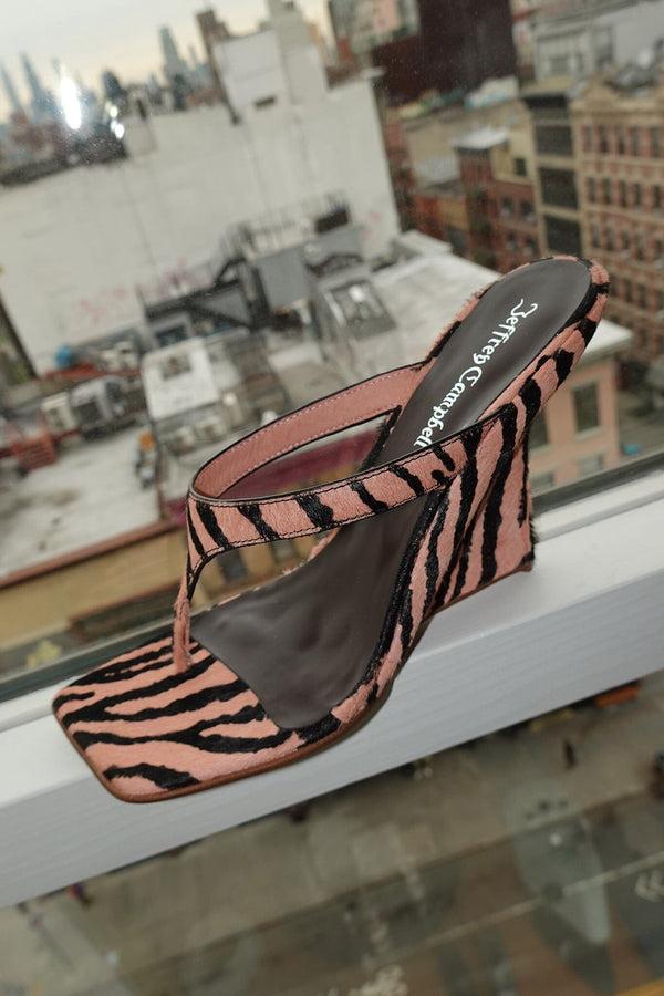 Jeffrey Campbell ROMEE-F Wedge Sandal Pink Black Zebra