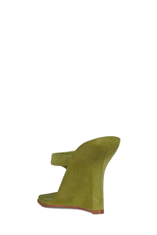 Jeffrey Campbell ROMEE Wedge Sandal Chartreuse Suede