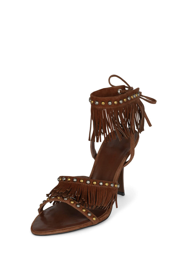 Jeffrey Campbell SAIGE-ST Heeled Sandal Tan Suede Multi
