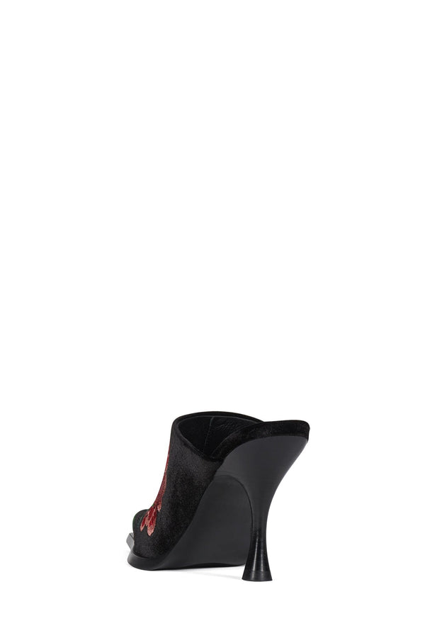 Jeffrey Campbell SAVANNAH Heeled Mule Black Velvet Floral Multi