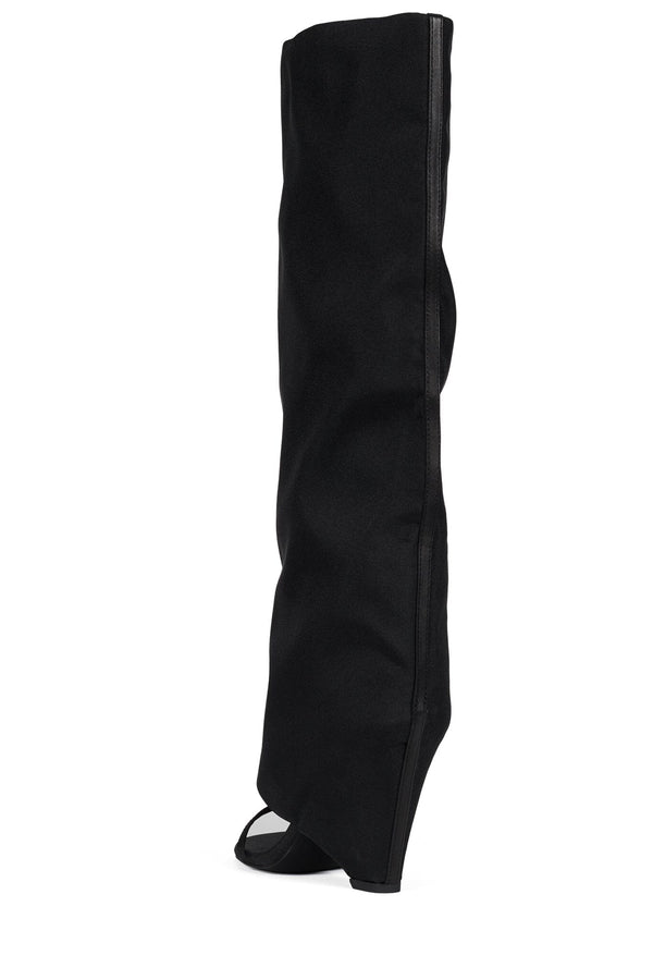 Jeffrey Campbell SHROUD Knee-High Boot Black Fabric Combo
