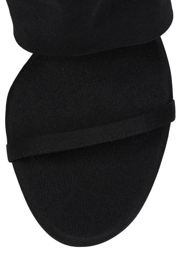 Jeffrey Campbell SHROUD Knee-High Boot Black Fabric Combo