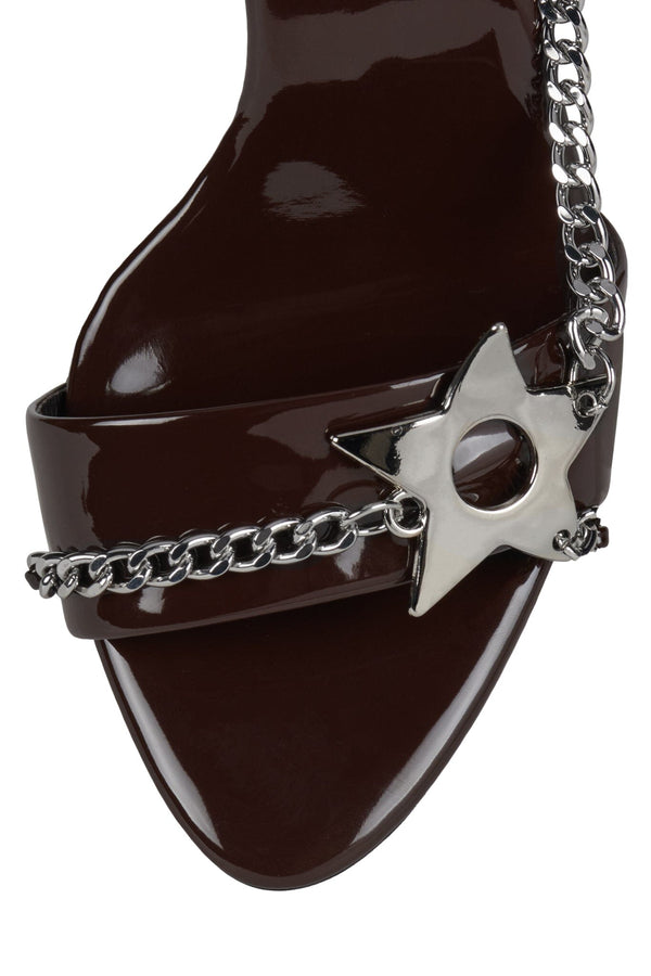 Jeffrey Campbell SOIRE-O Heeled Sandal Cherry Red Patent Silver