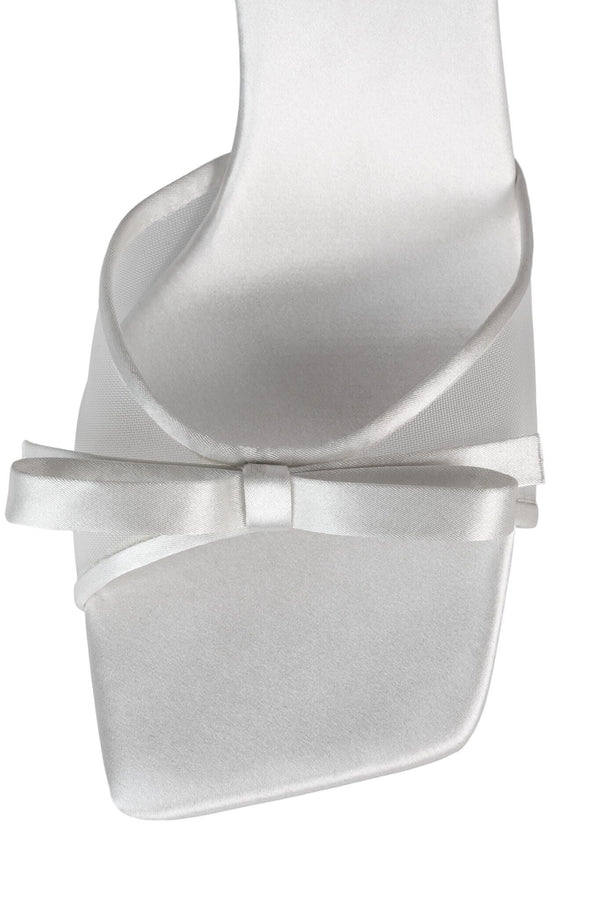 Jeffrey Campbell SWEET-ON-U Heeled Sandal White Satin Combo