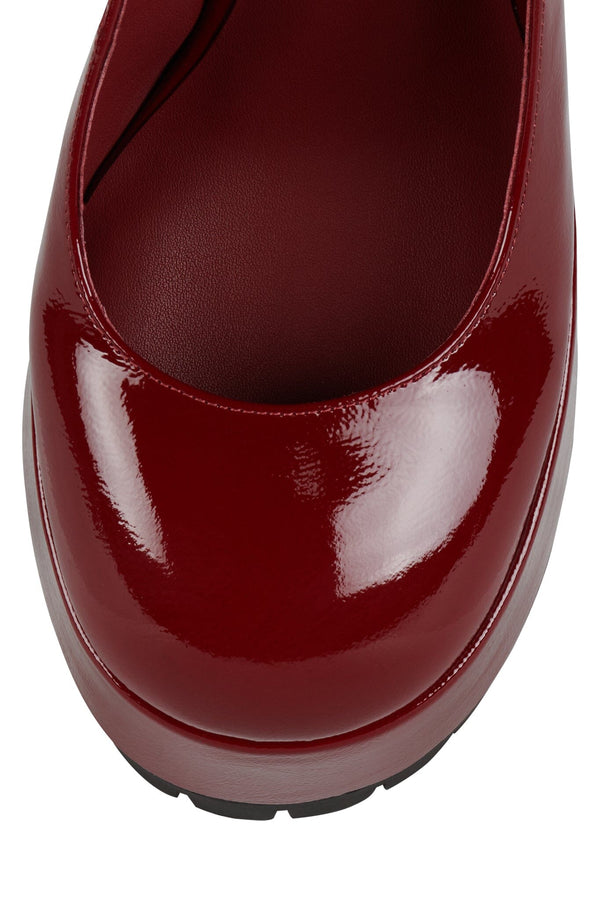 Jeffrey Campbell TEMPERS Platform Mary-Jane Wine Crinkle Patent