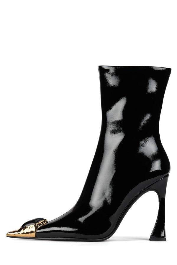 jeffrey campbell THE-STONE Heeled Boot Black Patent Gold Black