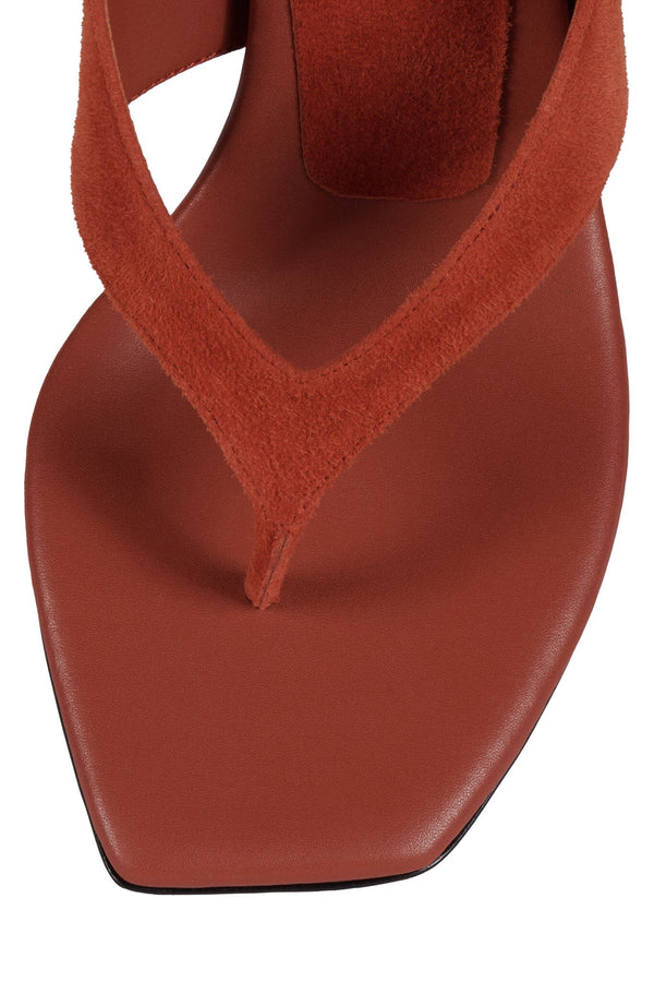 Jeffrey Campbell THONG-SONG Heeled Sandal Bright Orange Suede