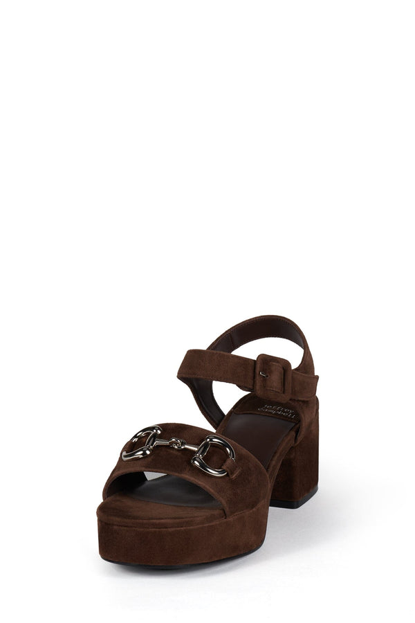 Jeffrey Campbell TIMELESS Platform Sandal Espresso Suede Silver