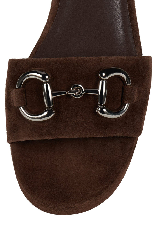 Jeffrey Campbell TIMELESS Platform Sandal Espresso Suede Silver