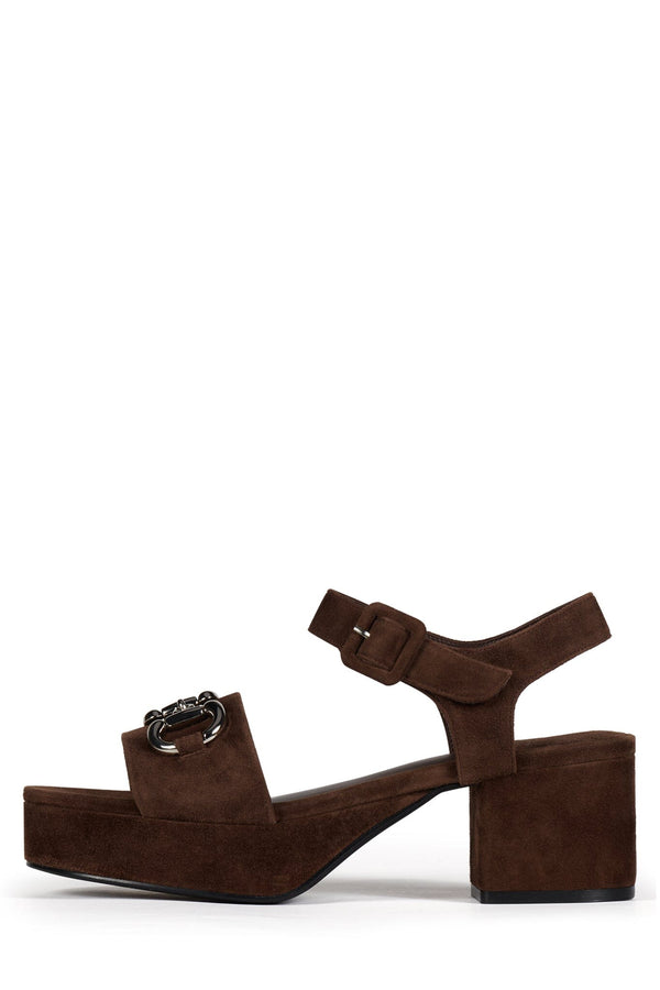jeffrey campbell TIMELESS Platform Sandal Espresso Suede Silver