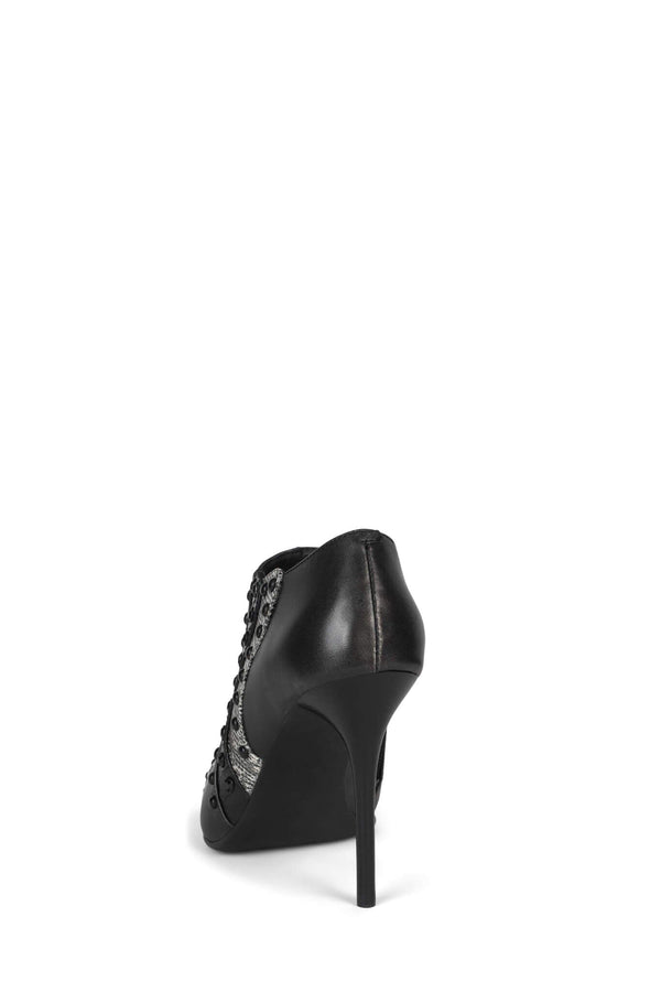 Jeffrey Campbell TOXICA Heeled Boot Black Black White Lizard