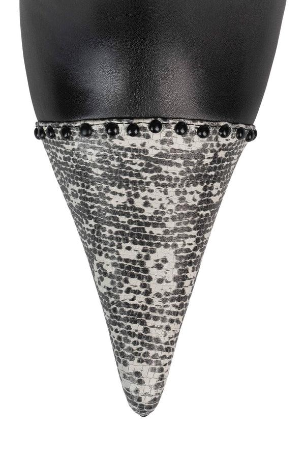 Jeffrey Campbell TOXICA Heeled Boot Black Black White Lizard