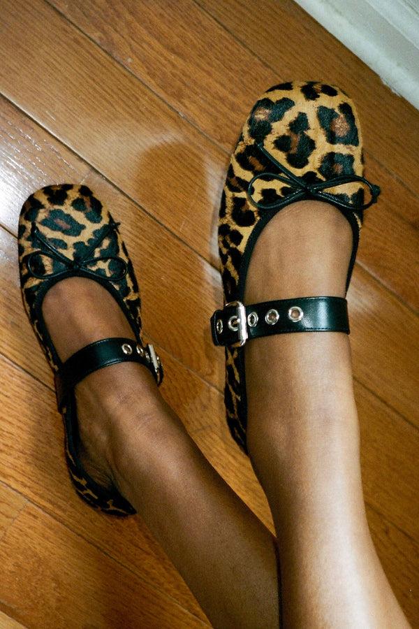 Jeffrey Campbell TUTU-MJF Mary-Jane Beige Black Big Cheetah