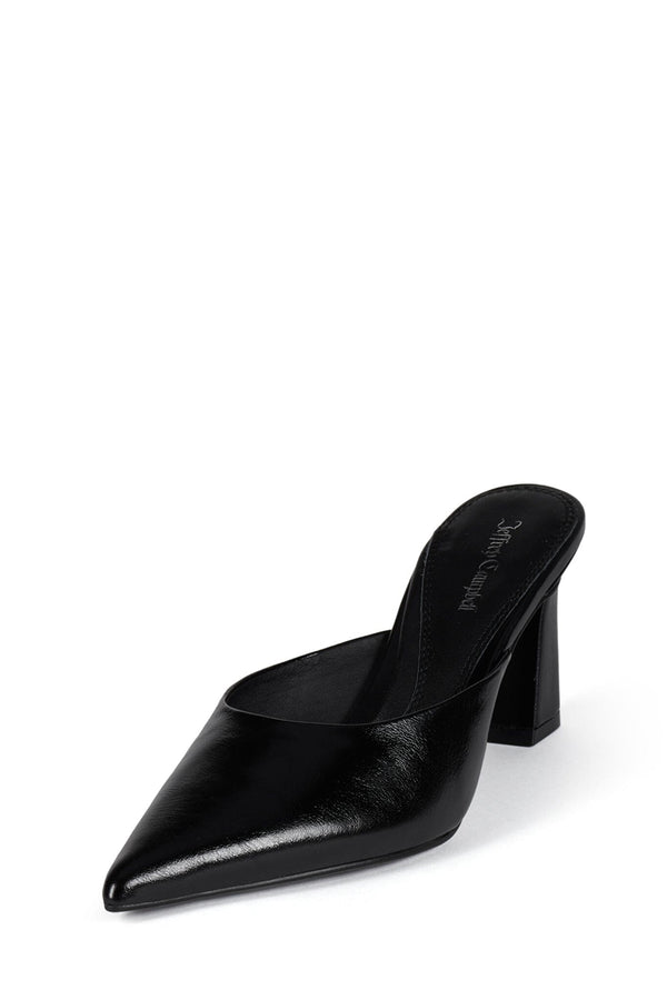 Jeffrey Campbell UNAMUSED Heeled Mule Black Crinkle