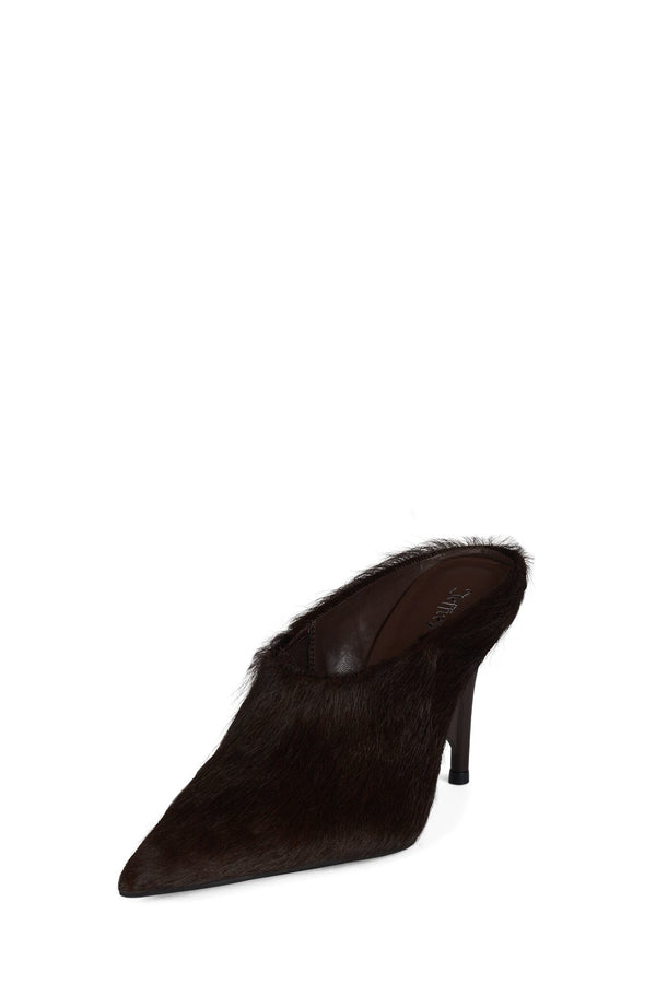 Jeffrey Campbell VADER-F Heeled Mule Brown Long Hair