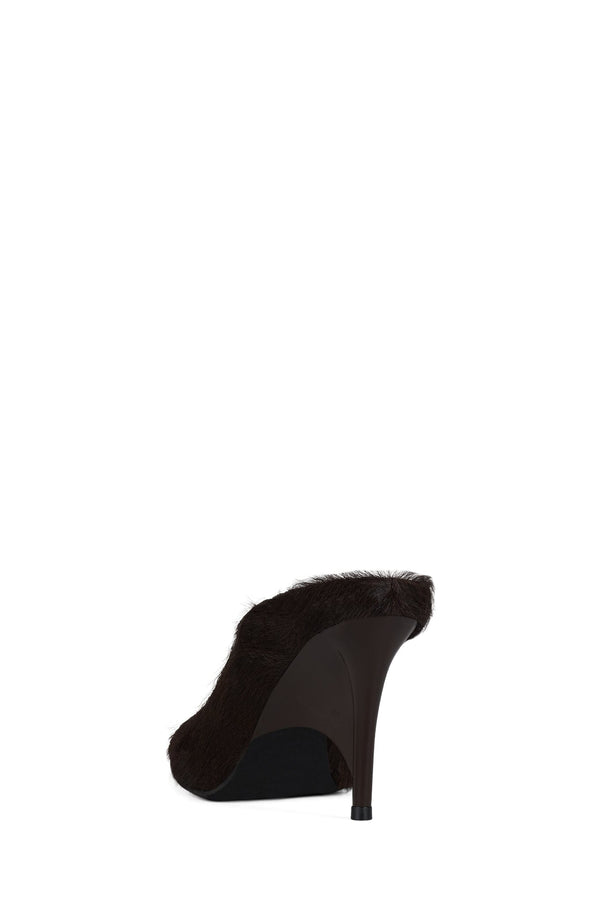Jeffrey Campbell VADER-F Heeled Mule Brown Long Hair
