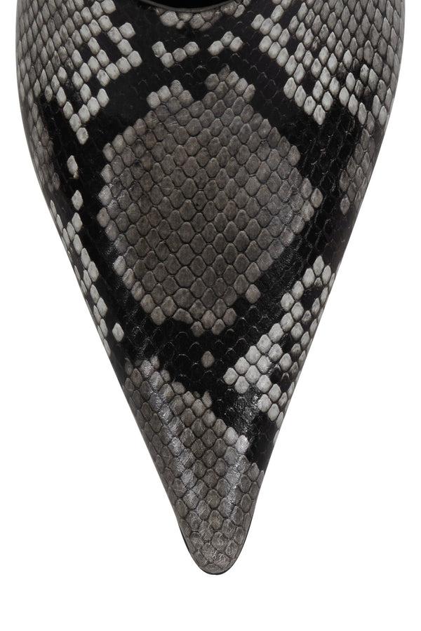 Jeffrey Campbell VADER Heeled Mule Grey Black Python