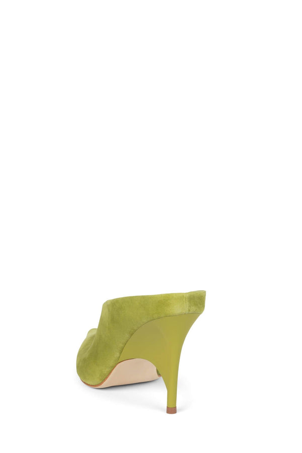 Jeffrey Campbell VADER-OS Heeled Mule Bright Chartreuse Suede