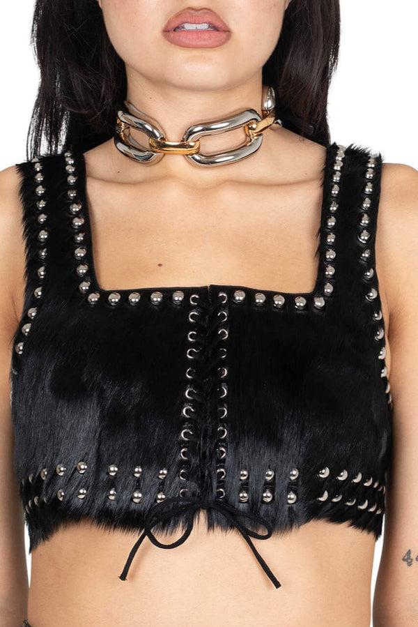 Jeffrey Campbell VESTED-STF TOP Top Black Silver Combo